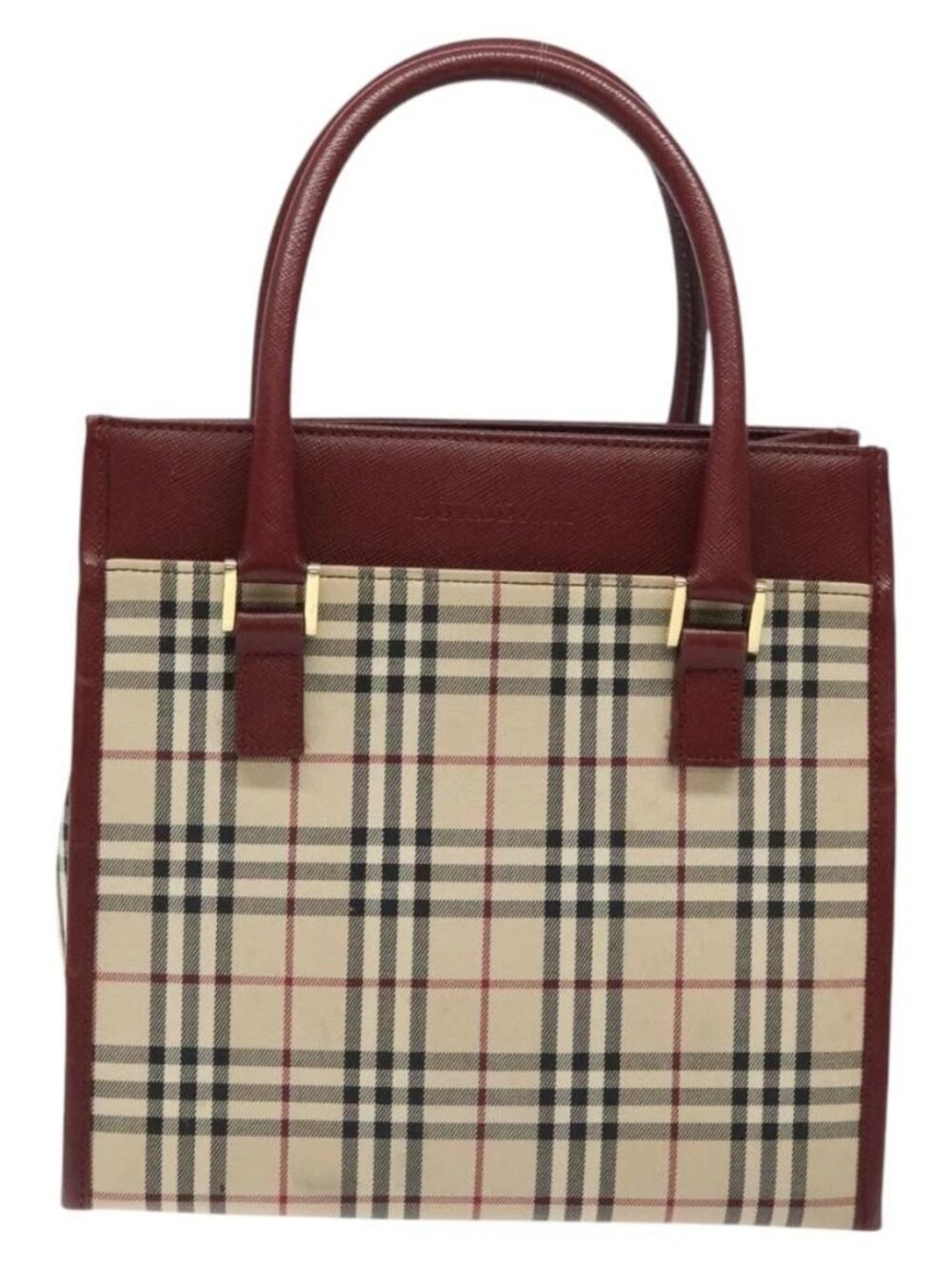 BURBERRY Nova Check Hand Bag Canvas Beige Gold Auth 126305 - Picture 2 of 16